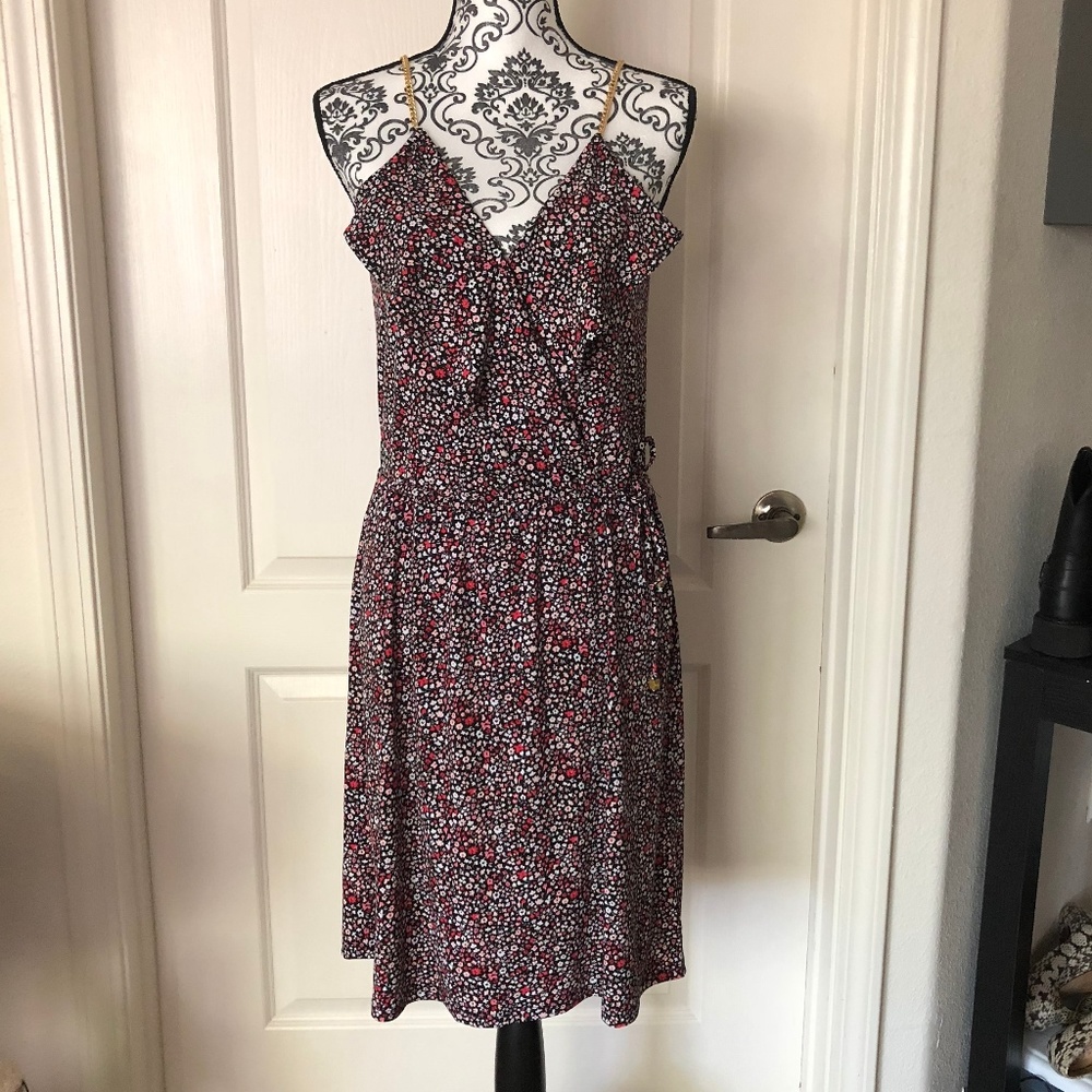 MICHAEL KORS SCATTERED BLOOM WRAP TOP DRESS